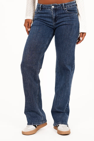 Straight leg jeans low waist donker blauw - Levy