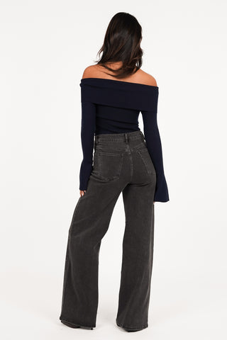 Straight leg jeans grijs met steentjes - Belle