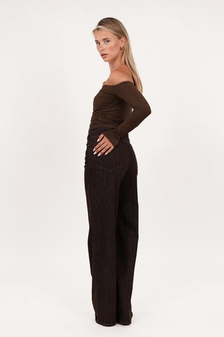 Straight leg jeans high waist bruin - Lara