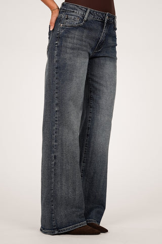 Straight leg jeans mid waist blauw - Logan