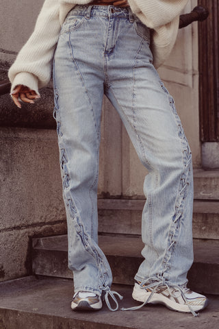 Straight leg jeans met gevlochten details - Darlie