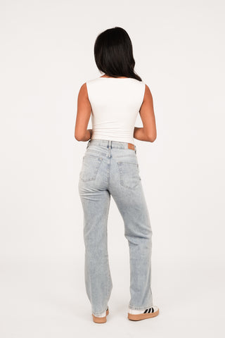 Straight leg jeans met streep blauw - Stacy
