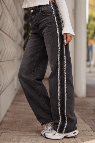 Straight leg jeans met stripe zwart - Xavi