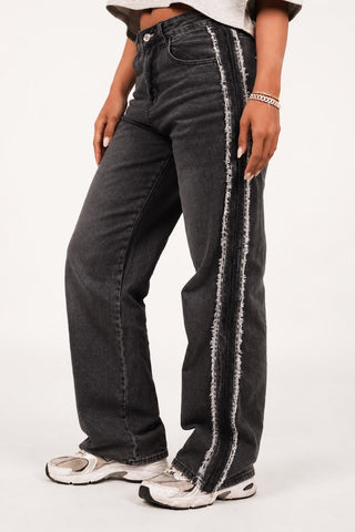 Straight leg jeans met stripe zwart - Xavi