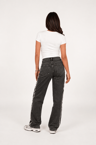 Straight leg jeans met stripe zwart - Xavi