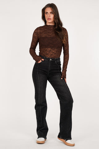 Straight leg jeans zwart - Gina