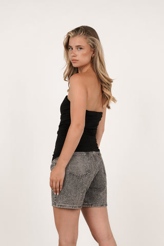 Strapless asymmetrische top zwart - Jackson
