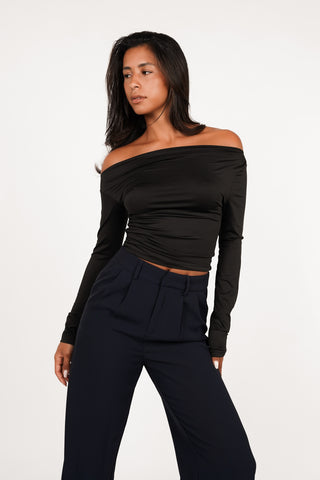 Stretch top met lange mouw zwart - Carry