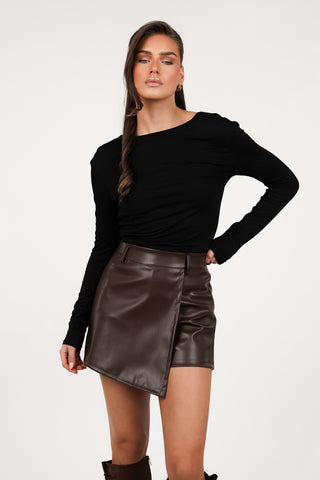 Stretch top met open rug zwart - Myrthe