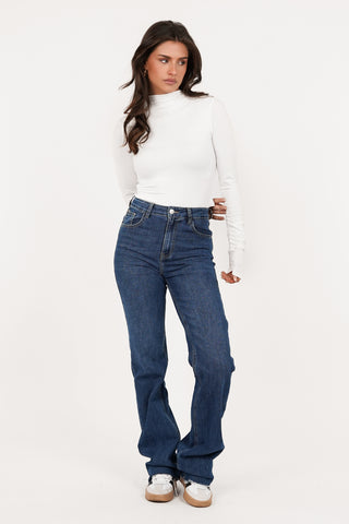 Stretch top met plooien wit - Ellen