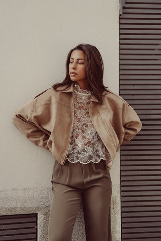 Suede bomberjasje camel - Jady