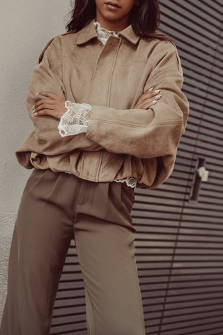 Suede bomberjasje camel - Jady