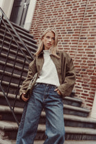 Suede bomber jacket army green - Gwen