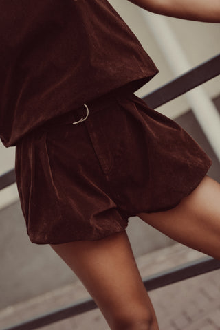 Short peplum suede bruin - Melly