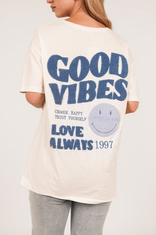 T-shirt oversized smiley wit - Alissa