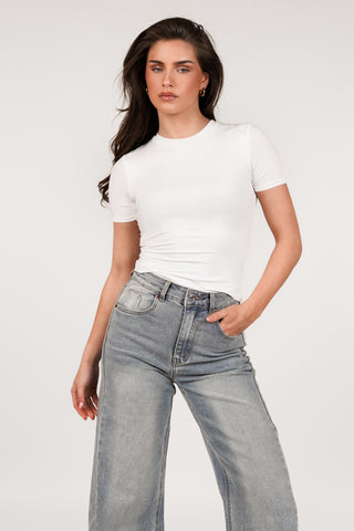 T-shirt stretch korte mouw wit - Sammy