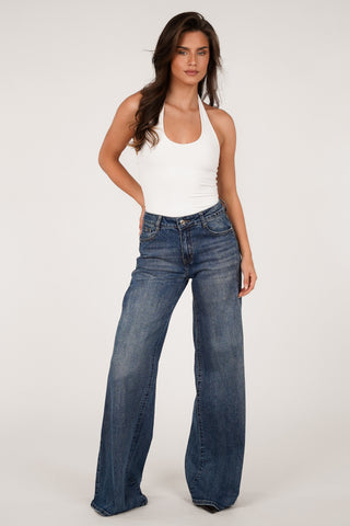 Tall Wide Leg Jeans Acid Wash Blau - Macy