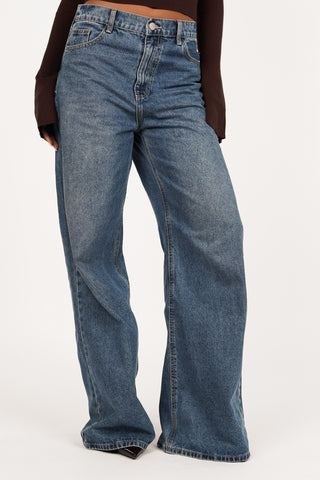 Tall wide leg jeans donker blauw - Tess