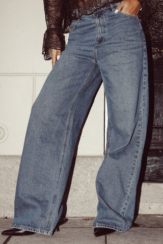 Tall wide leg jeans donker blauw - Tess