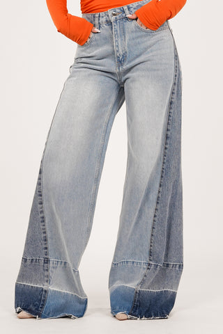 Tall wide leg jeans met vlakken licht blauw - Payton
