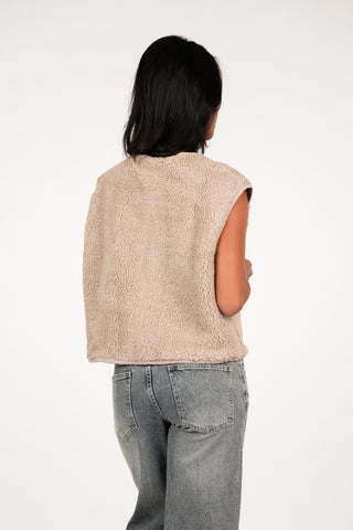 Teddy gilet met drukknopen beige - Jessy