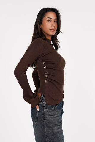Top met asymmetrisch model bruin - Sara
