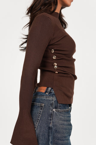 Top met asymmetrisch model bruin - Sara