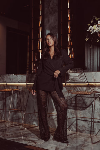 Transparante broek met lovertjes zwart - Rowen