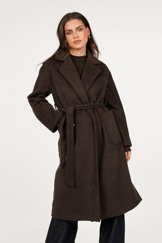 Trenchcoat dames wol bruin - Flow