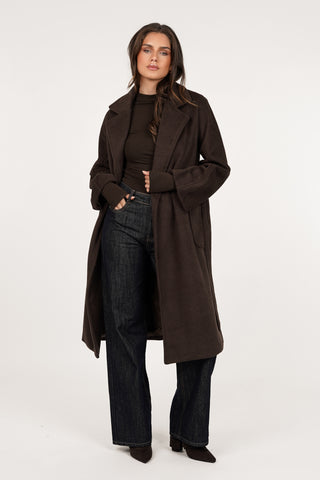 Trenchcoat dames wol bruin - Flow