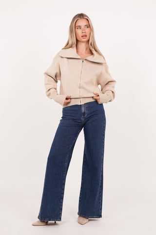 Vest met hoge boord beige - Mimi