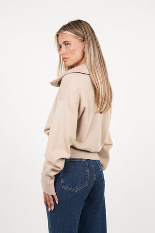 Vest met hoge boord beige - Mimi
