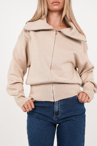Vest met hoge boord beige - Mimi
