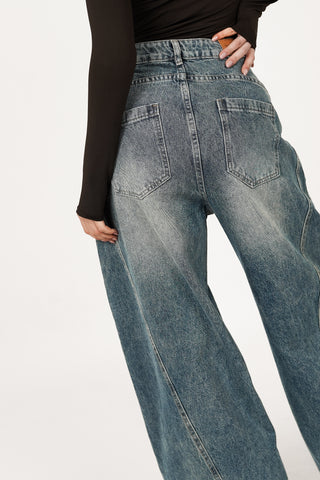 Wide balloon fit jeans acid blauw - Nola