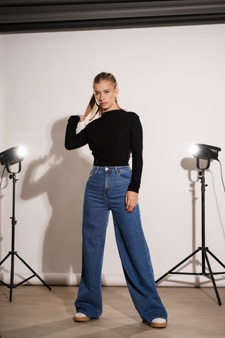 Wide leg jeans blauw - Lola