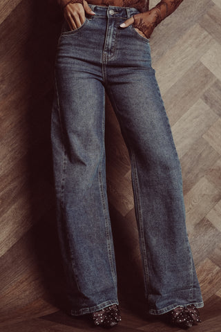 Wide leg jeans high waist blauw - Claire