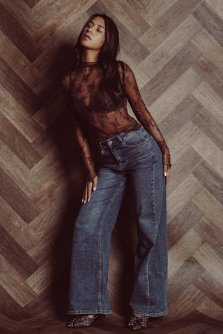 Wide leg jeans high waist blauw - Claire