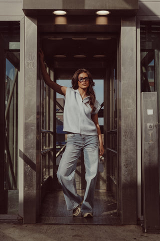 Wide leg jeans high waist licht blauw - Claire