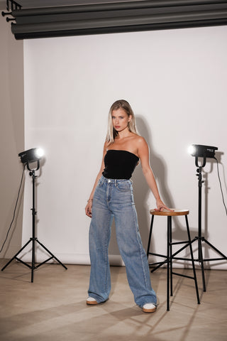 Wide leg jeans licht blauw - Lola