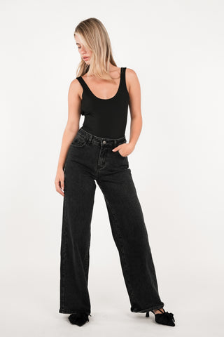 Wide leg jeans met sterren zwart - Reza