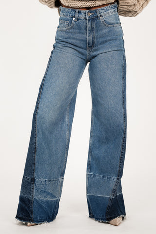 Tall wide leg jeans met vlakken blauw - Payton