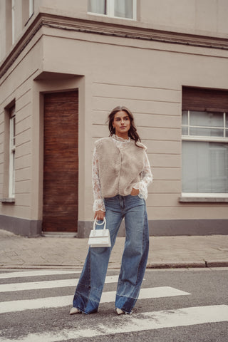 Tall wide leg jeans met vlakken blauw - Payton