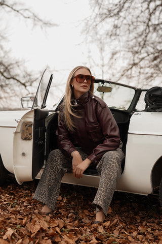 Wide leg jeans panterprint - Celeste