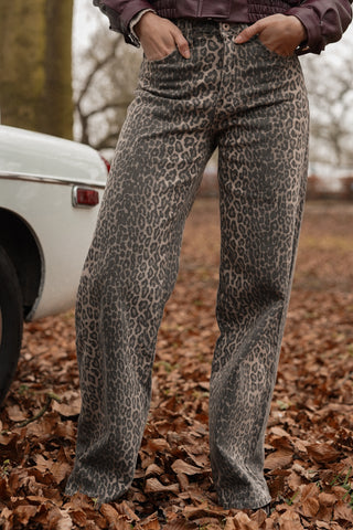 Wide leg jeans panterprint - Celeste