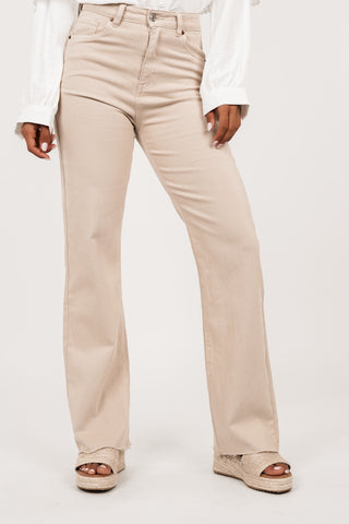 Wide leg jeans stretch beige - Monica