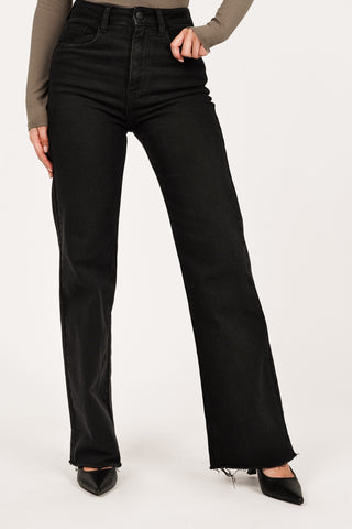 Wide leg jeans zwart high waist - Semmie