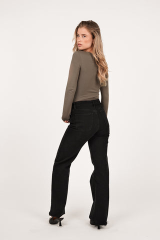 Wide leg jeans zwart high waist - Semmie