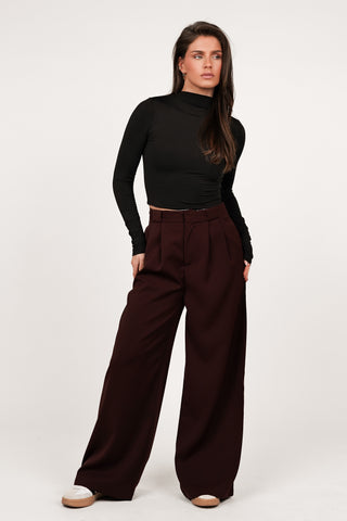 Wide leg pantalon bordeaux - Feya