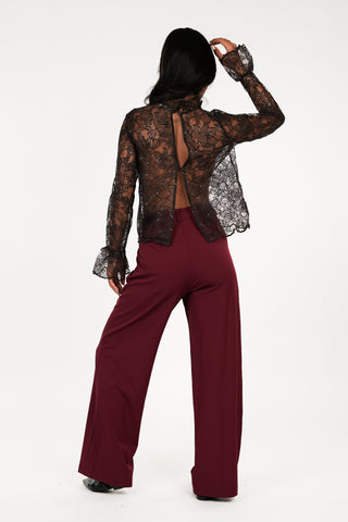 Wide leg pantalon bordeaux - Sky