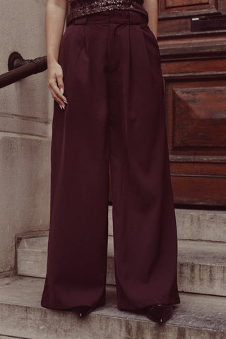 Wide leg pantalon bordeaux - Feya